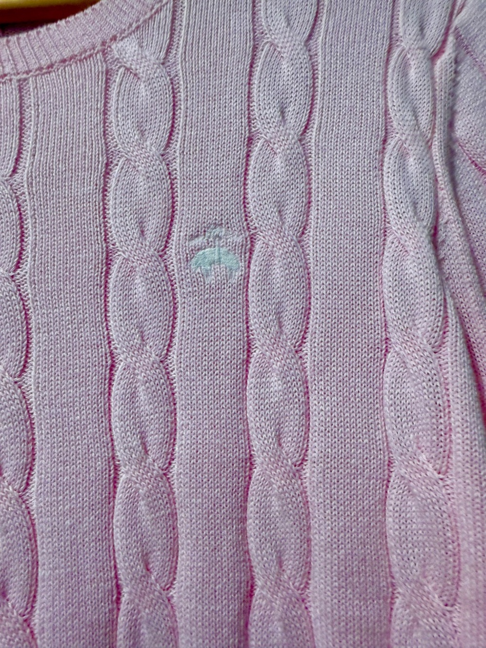 Brooks Brothers Supima® Cotton Cable Crewneck Sweater Pink M - Picture 6 of 6